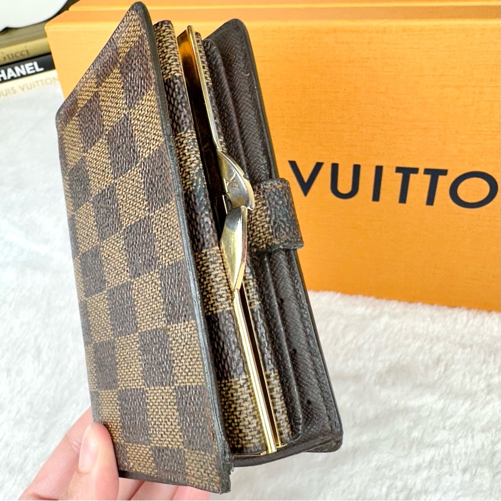 Louis Vuitton Damier Ebene compact Kisslock wallet READ well used - Picture 4 of 12